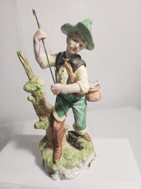 Vintage Porcelain Fisherman Figure - Original Arnart Creation Japan (Capodimonte